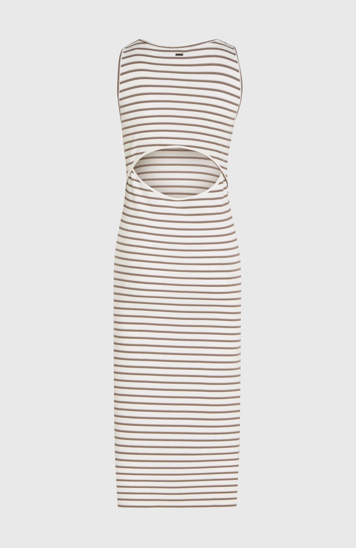 Jess Midi Rib jurk | White Yarn Dye Stripe