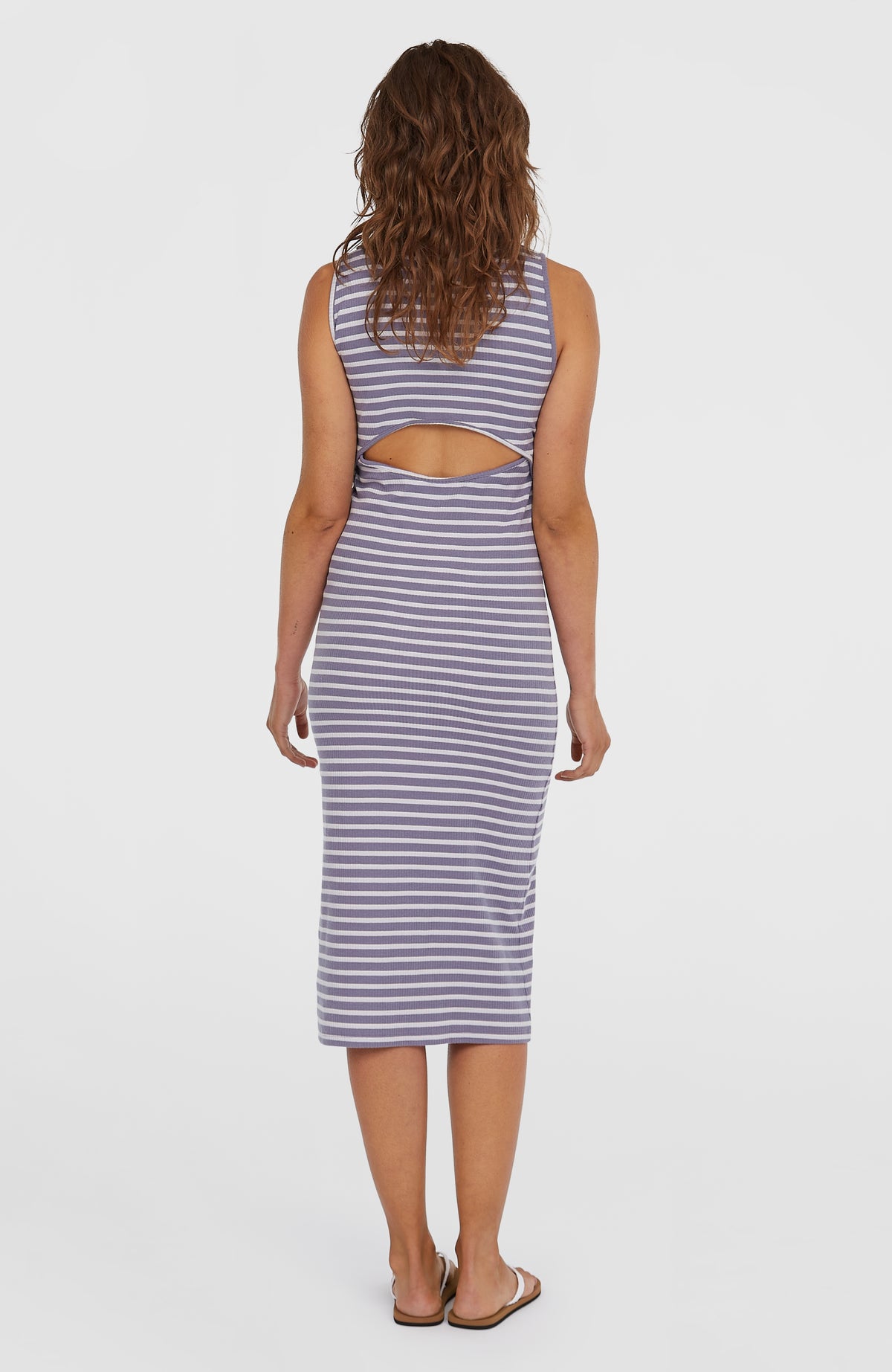Jess Midi Rib jurk | Purple Yarn Dye Stripe
