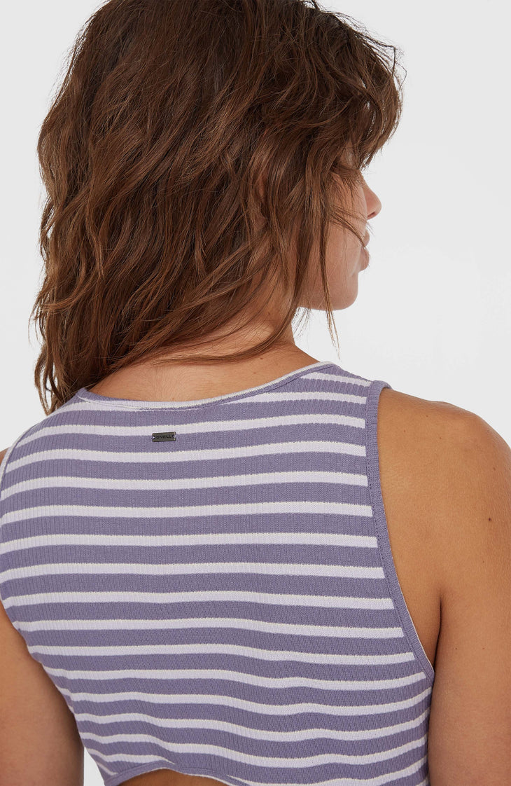 Jess Midi Rib jurk | Purple Yarn Dye Stripe
