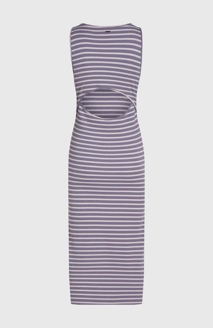 Jess Midi Rib jurk | Purple Yarn Dye Stripe