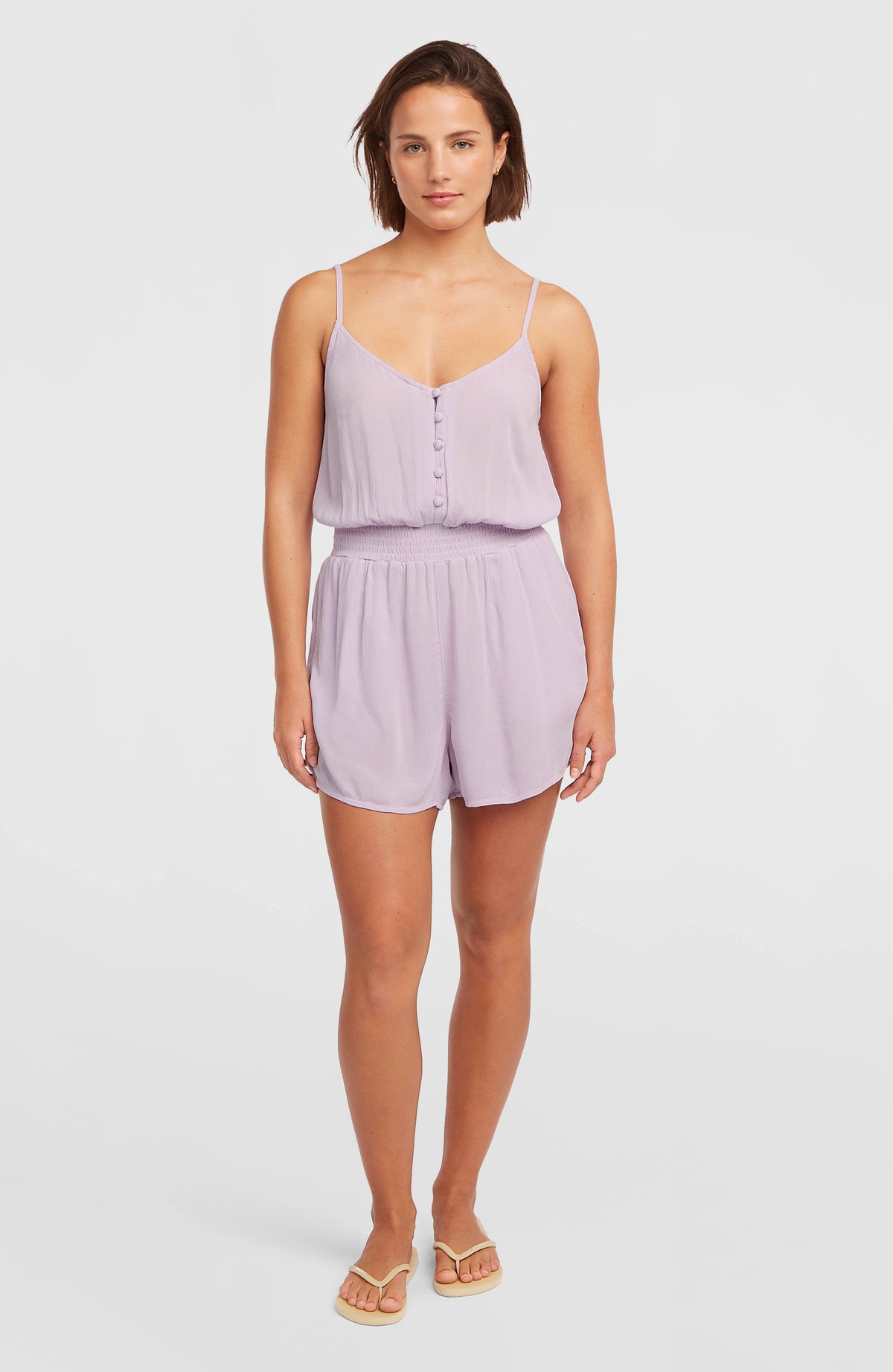 Playsuit met knoopsluiting en dunne bandjes | Pale Lavender