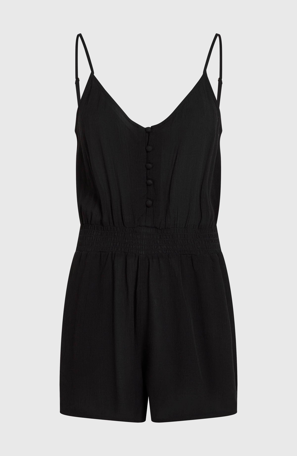 Playsuit met knoopsluiting en dunne bandjes | Black Out