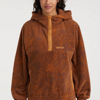 Hoodie Superfleece met halve rits | Brown Flower