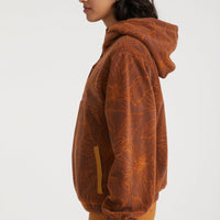 Hoodie Superfleece met halve rits | Brown Flower