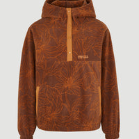 Hoodie Superfleece met halve rits | Brown Flower