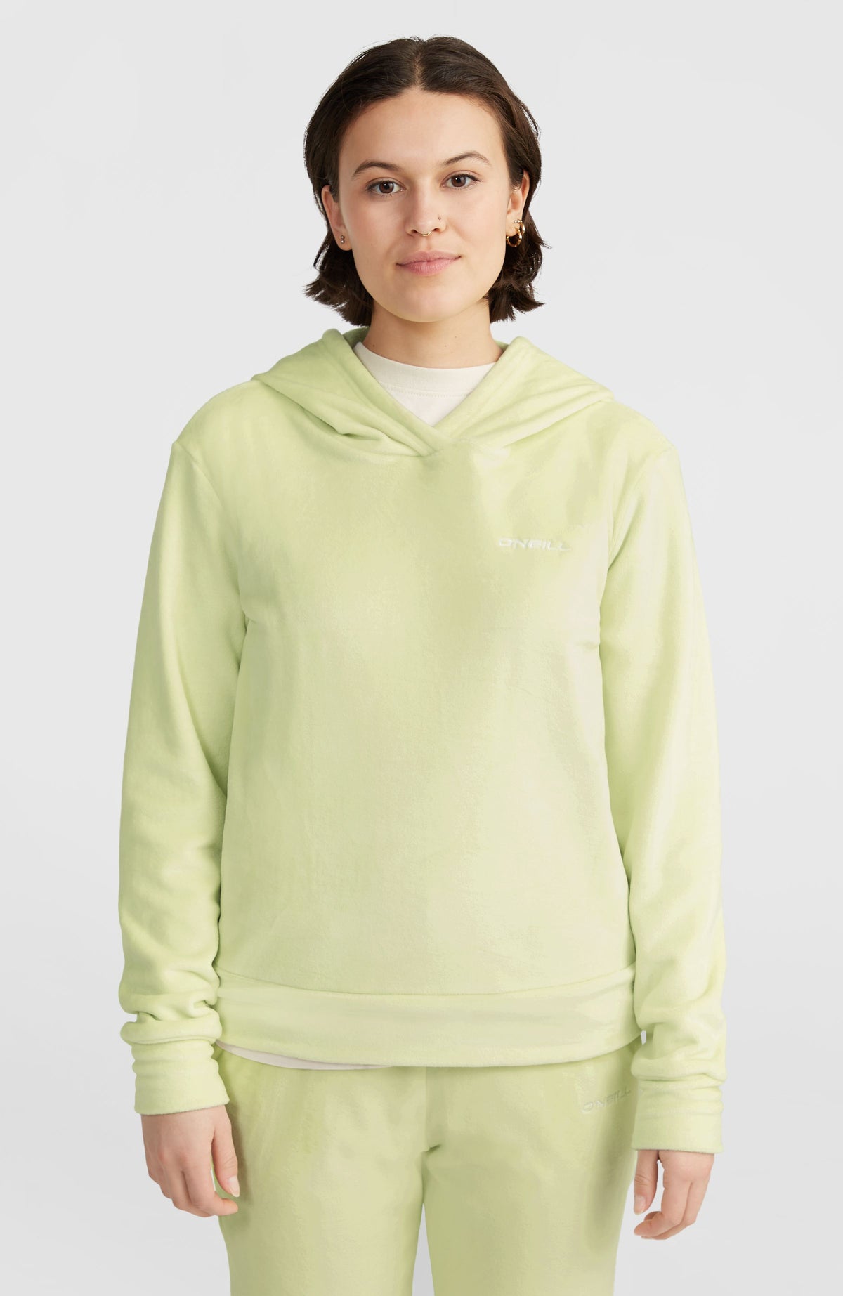 Velour fleecehoodie | Lime Wash