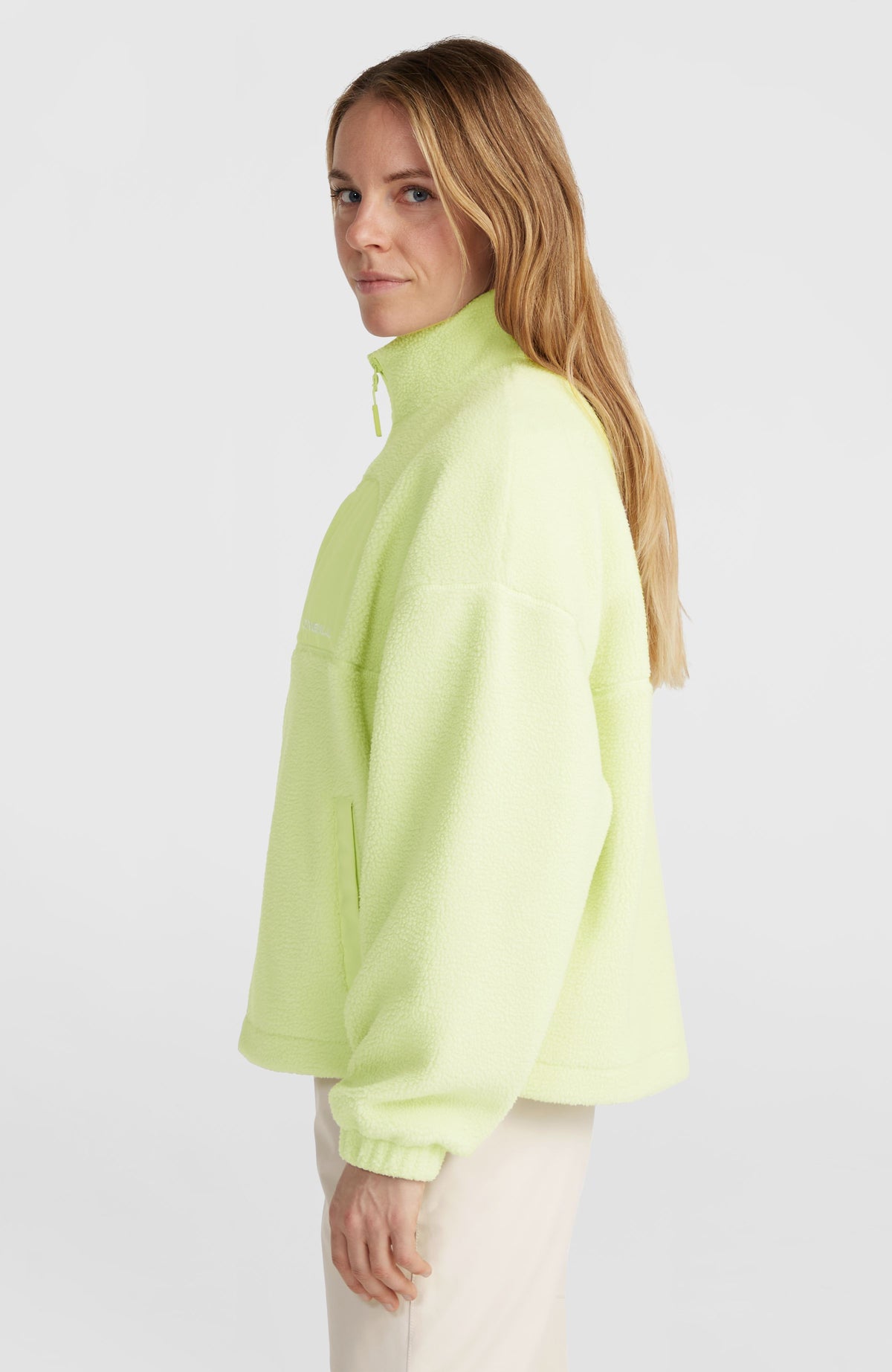 High-Pile fleecevest met volledige rits | Lime Wash