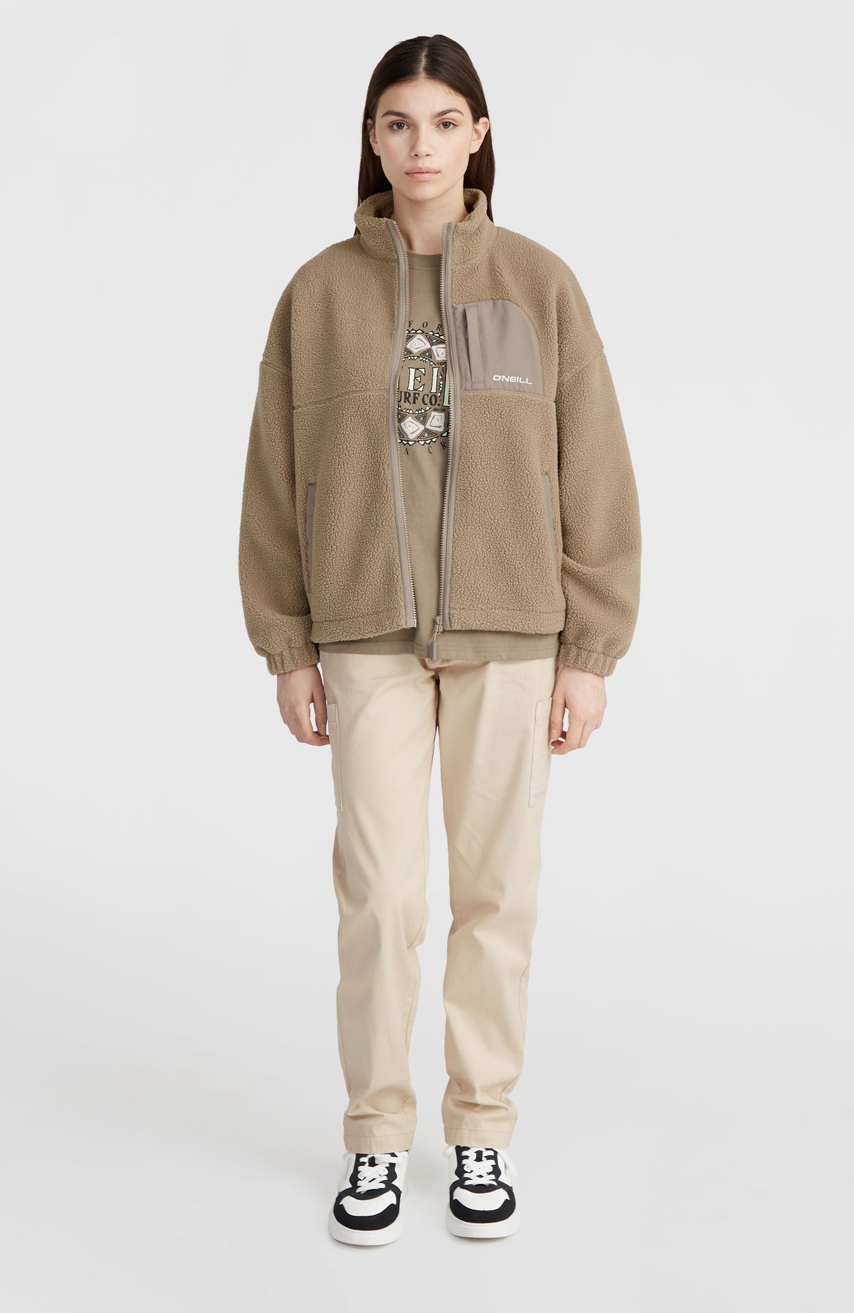 High-Pile fleecevest met volledige rits | Concrete