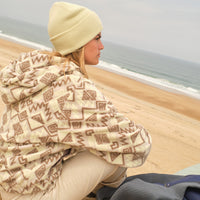 Superfleece hoodie met halve rits | Grey Retro Ikat