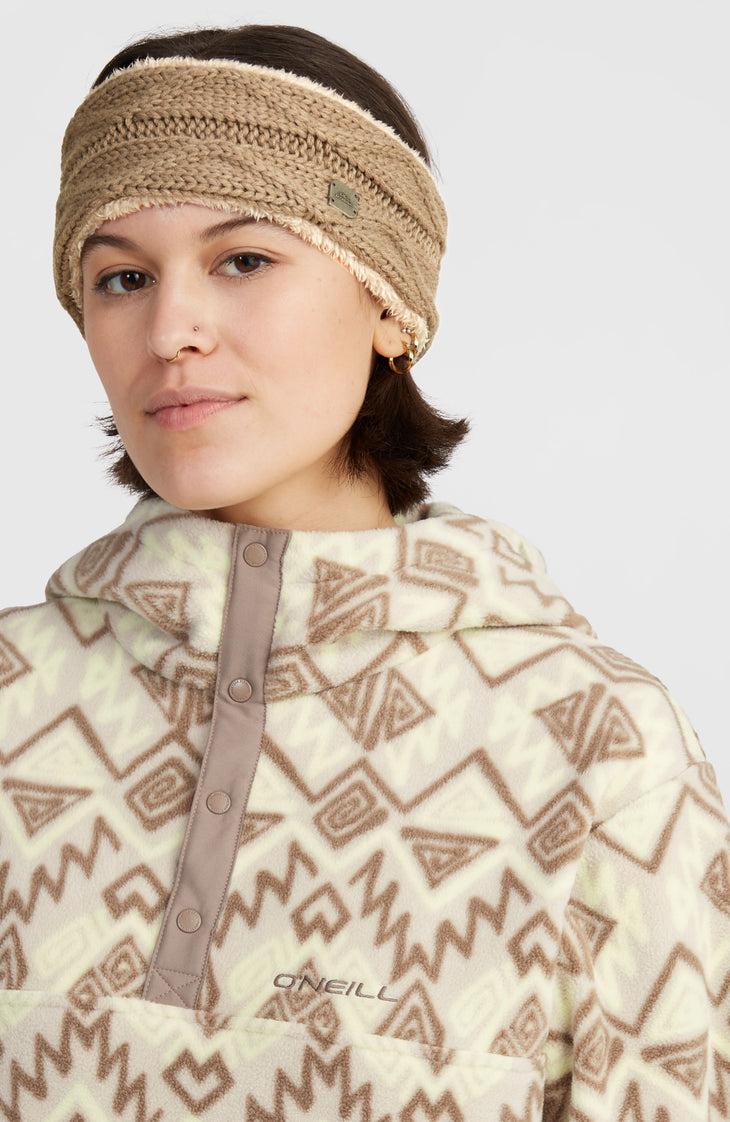 Superfleece hoodie met halve rits | Grey Retro Ikat
