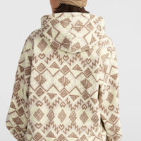 Superfleece hoodie met halve rits | Grey Retro Ikat