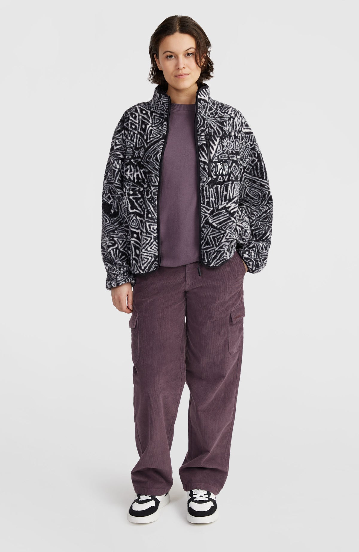 Surf Heroes vest van hoogpolig fleece | White/Black Sketcheritage