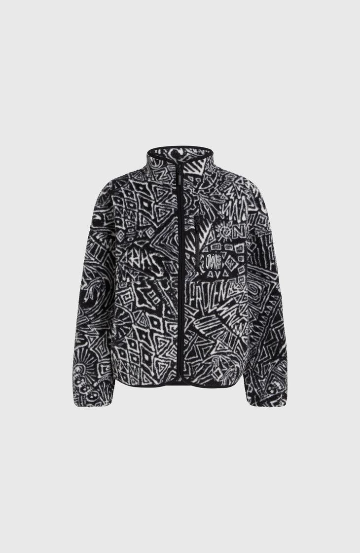 Surf Heroes vest van hoogpolig fleece | White/Black Sketcheritage