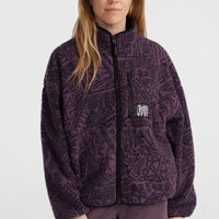 Surf Heroes vest van hoogpolig fleece | Black/Purple Sketcheritage