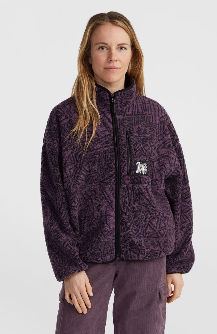 Surf Heroes vest van hoogpolig fleece | Black/Purple Sketcheritage