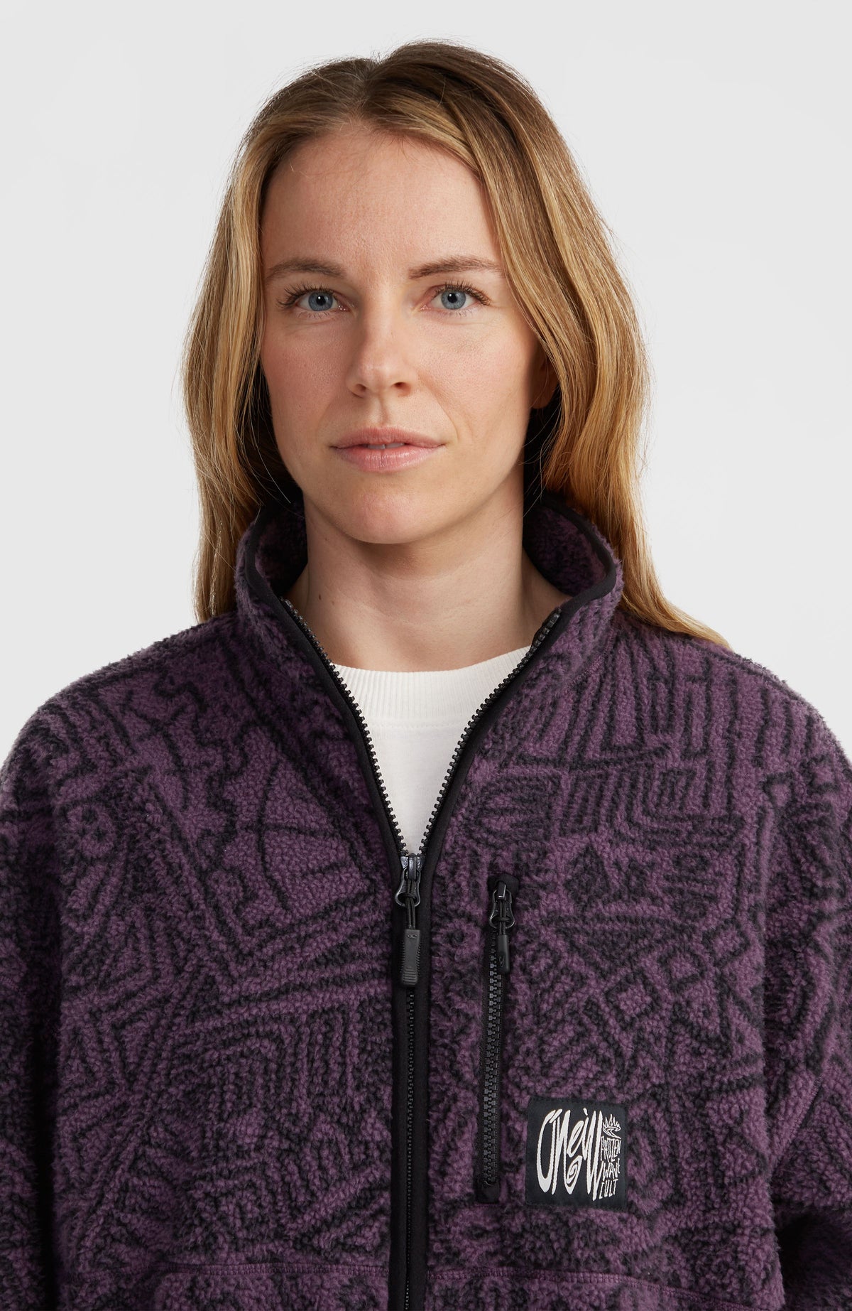 Surf Heroes vest van hoogpolig fleece | Black/Purple Sketcheritage