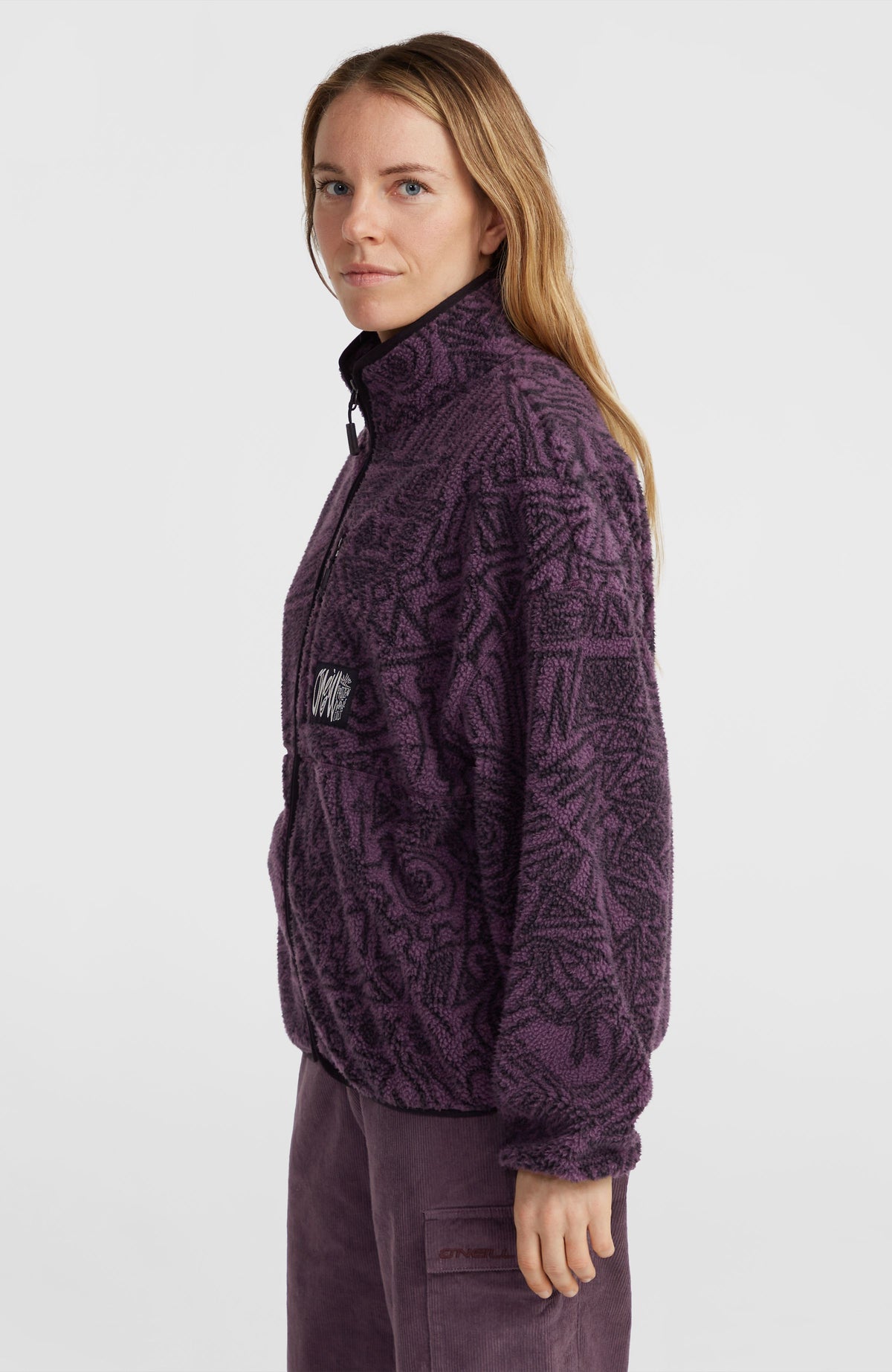 Surf Heroes vest van hoogpolig fleece | Black/Purple Sketcheritage