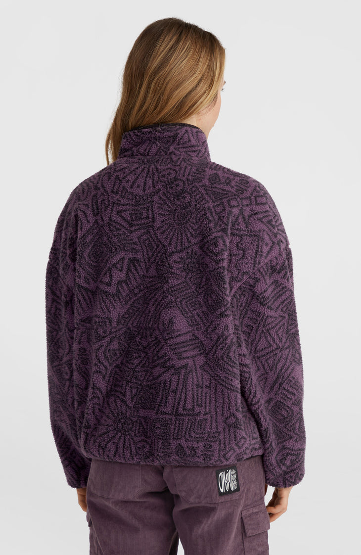 Surf Heroes vest van hoogpolig fleece | Black/Purple Sketcheritage