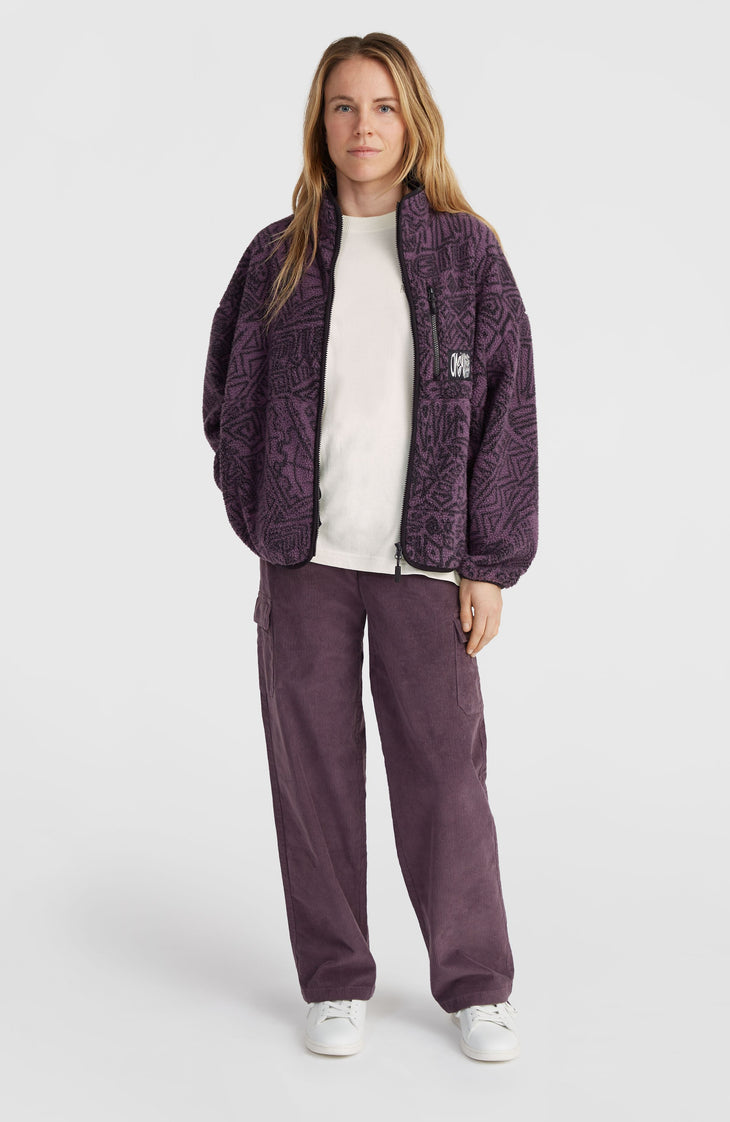Surf Heroes vest van hoogpolig fleece | Black/Purple Sketcheritage