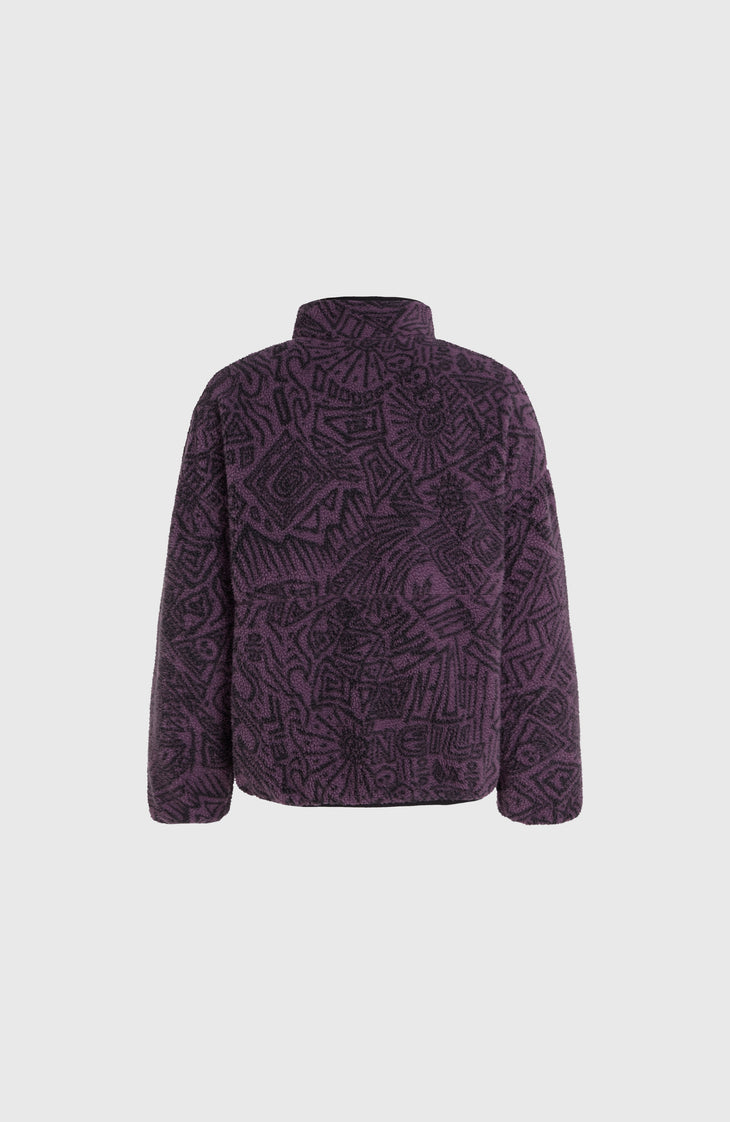 Surf Heroes vest van hoogpolig fleece | Black/Purple Sketcheritage