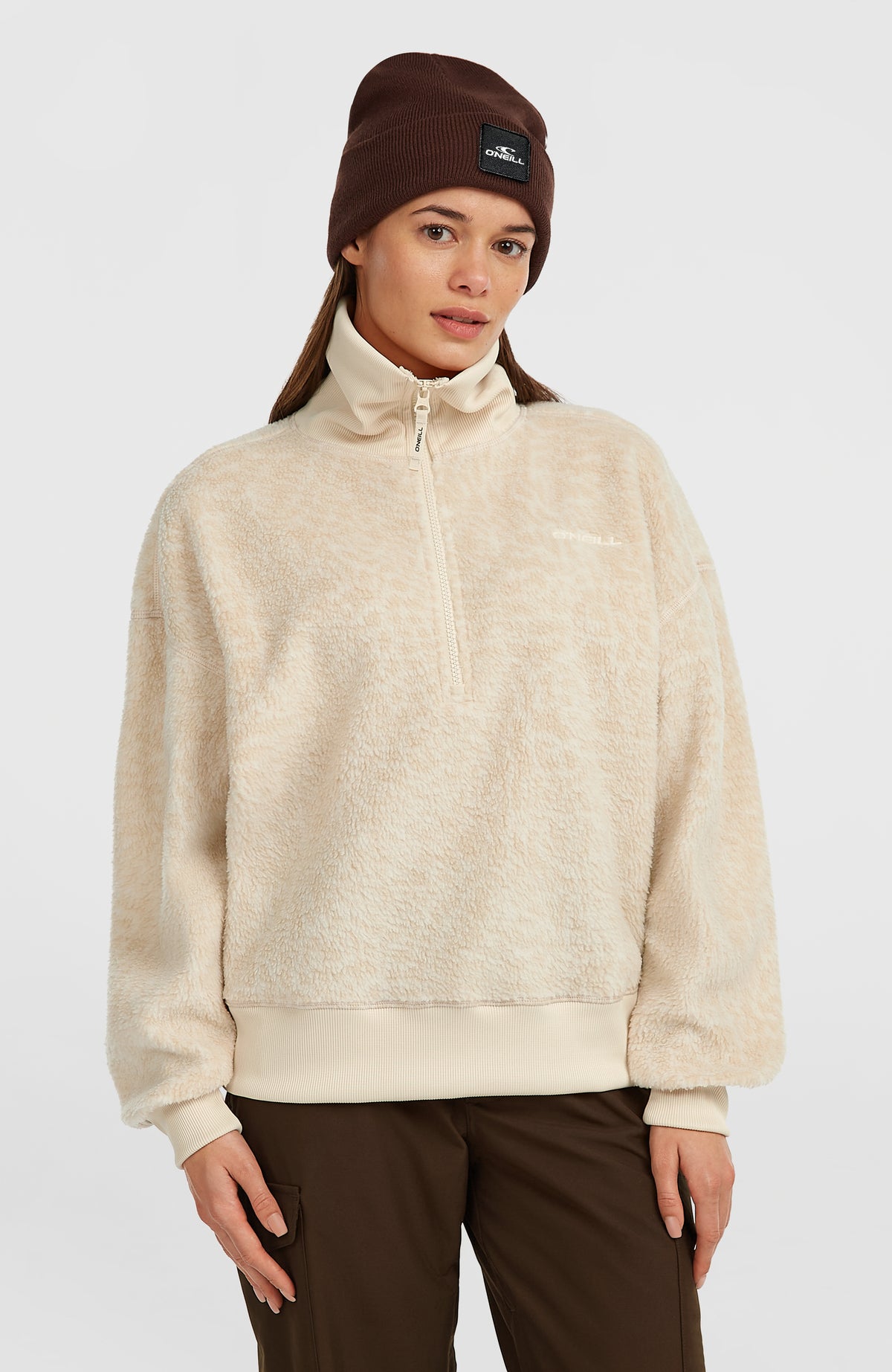 Must-Have fleecetrui met halve rits | Macaron Animalica