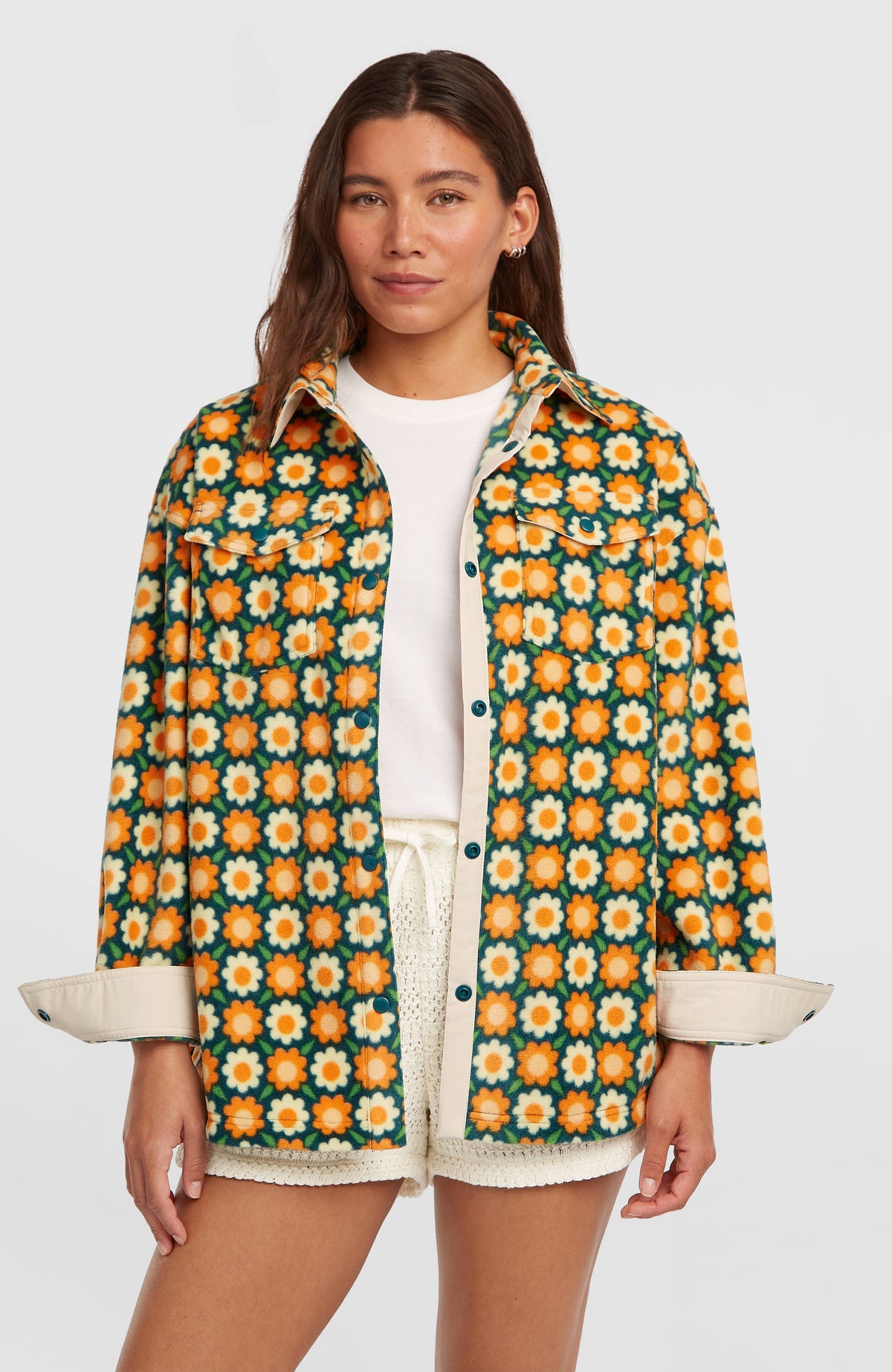 O'Riginals Superfleece blouse | Green Retro Flower