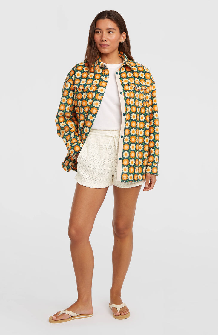 O'Riginals Superfleece blouse | Green Retro Flower