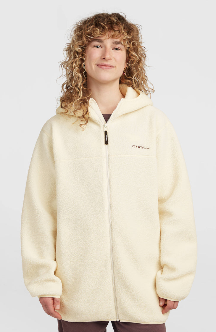 Must-Have High-Pile langer fleecevest met volledige rits | Linen White