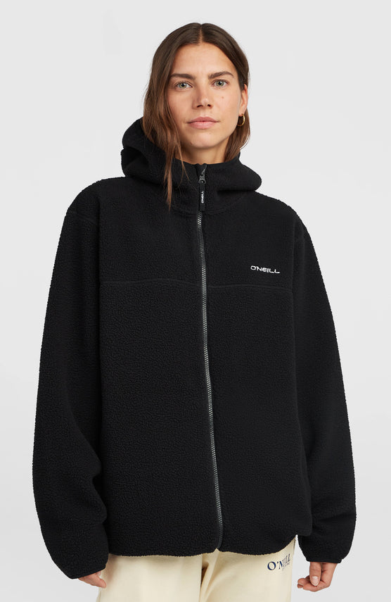 Must-Have High-Pile langer fleecevest met volledige rits | Black Out