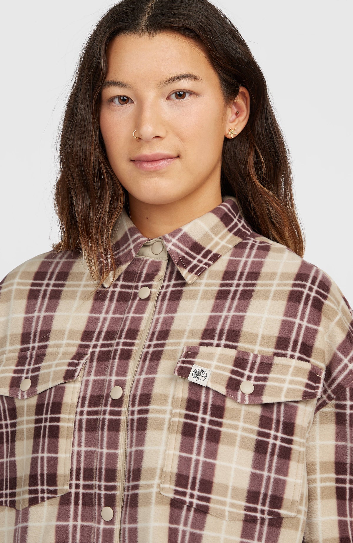 O'Riginals Superfleece blouse | Beige Check Flannel