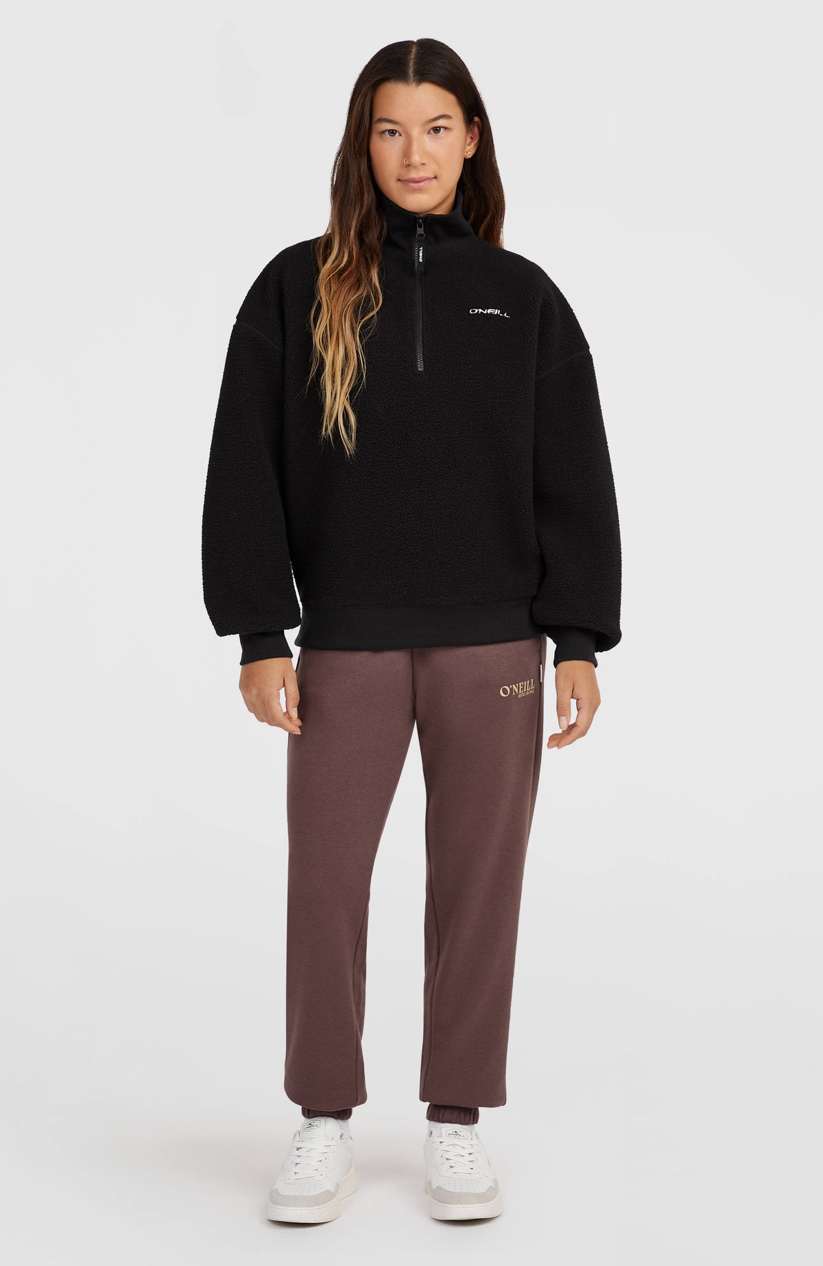 Must-Have fleecetrui met halve rits | Black Out