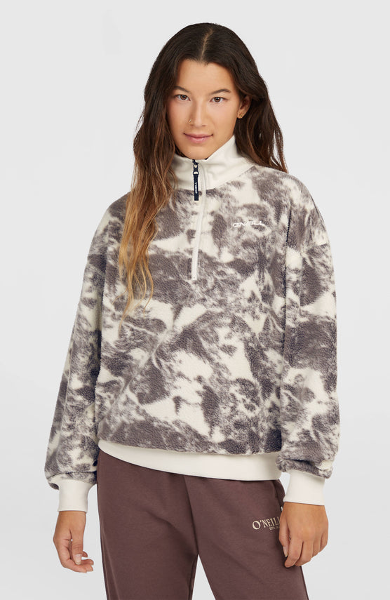 Must-Have fleecetrui met halve rits | Grey Mountain Landscape