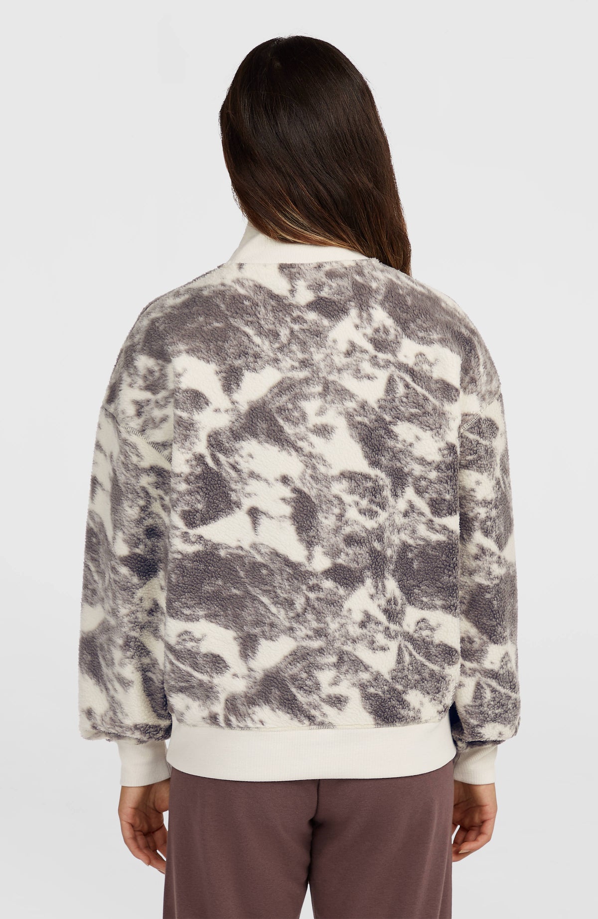 Must-Have fleecetrui met halve rits | Grey Mountain Landscape