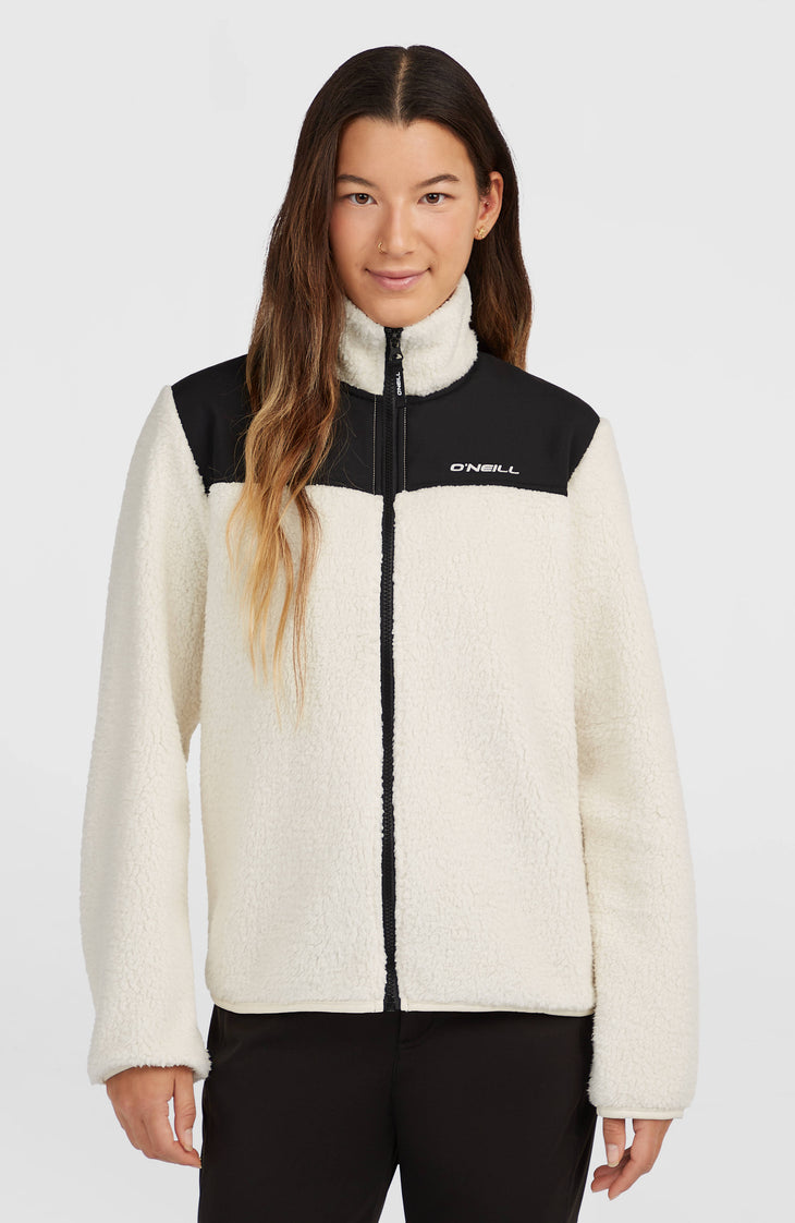 FWC'Cruz Fuzzy fleecevest met volledige rits | Linen White Colour Block