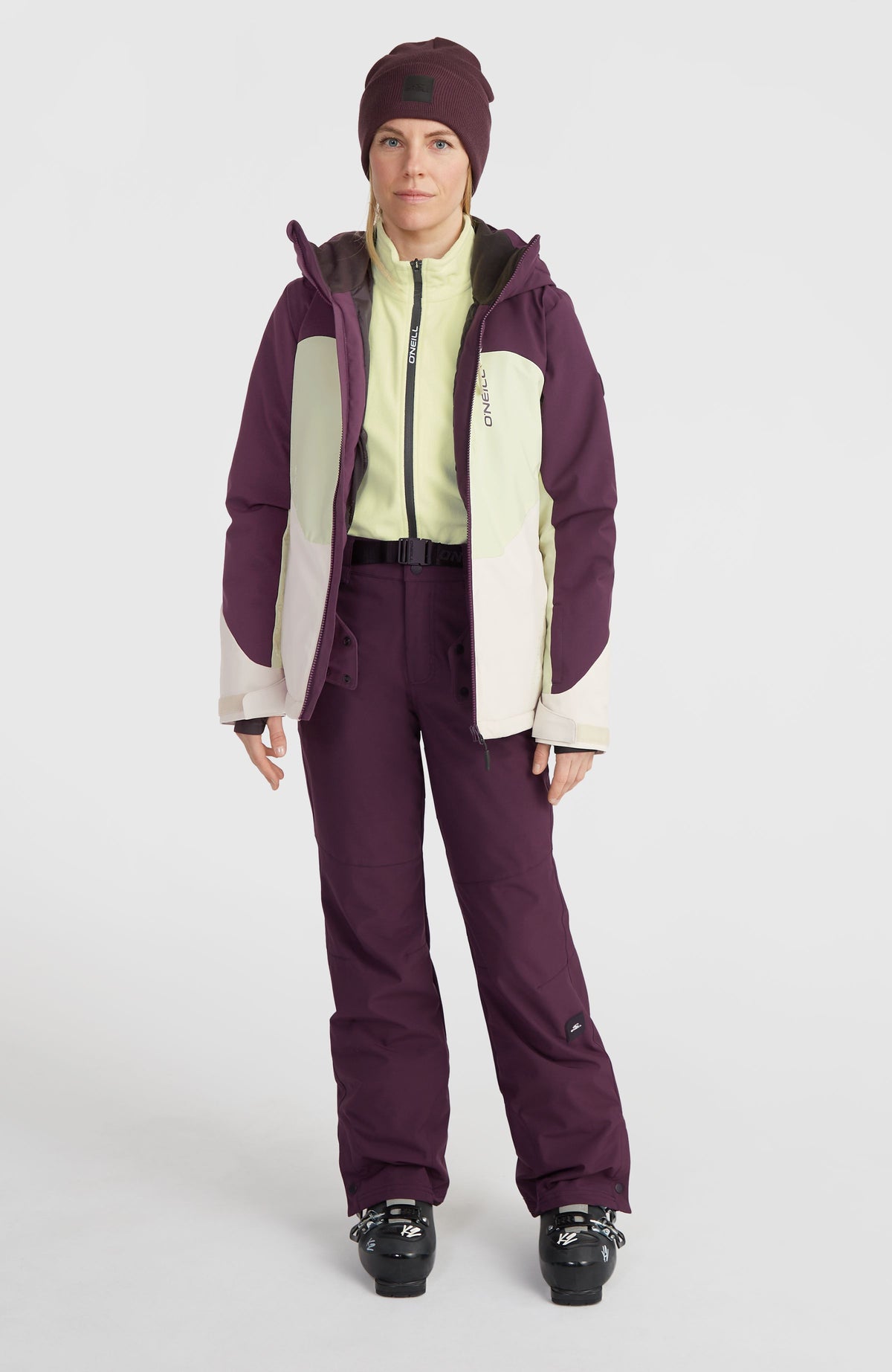 Carbonite wintersportjas | Aubergine Colour Block