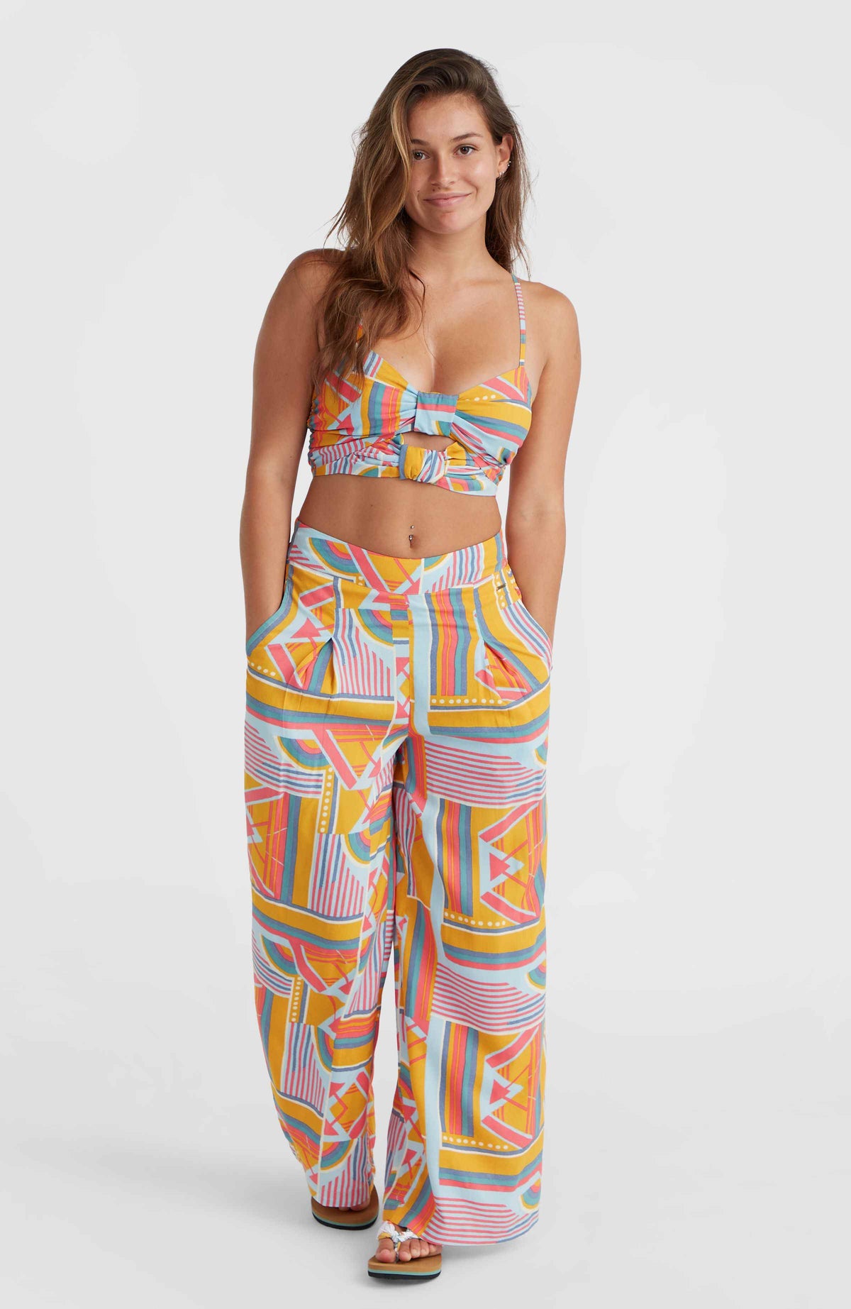 Farrah Women of the Wave Woven broek | Yellow Art Geo