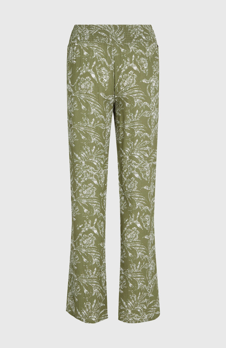 Johnny Smocked Waist broek | Green Textured Jungle