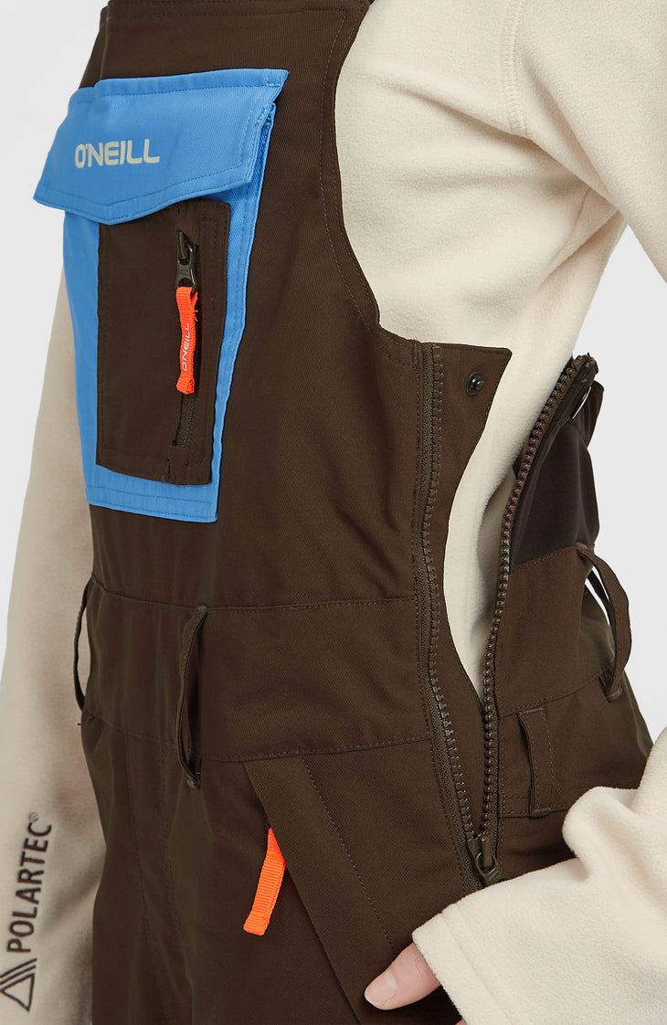 FWC'Peak Bib wintersportbroek | Coffee Bean Colour Block