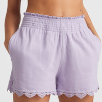 Sweatshort Ava met smokdetails en hoge taille | Purple Rose