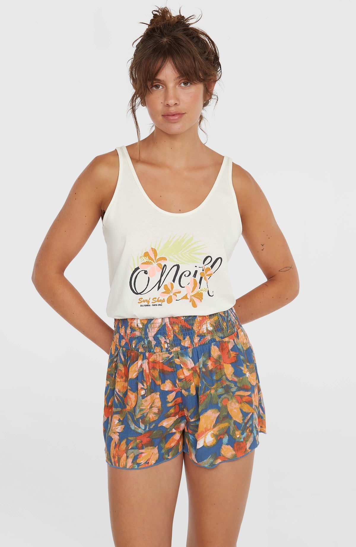 Johnny Smocked Waist short | Blue Painted Tropics