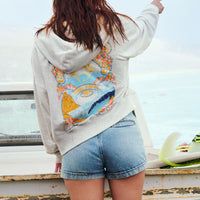 Beach Vintage capuchonvest met volledige rits | White Melange