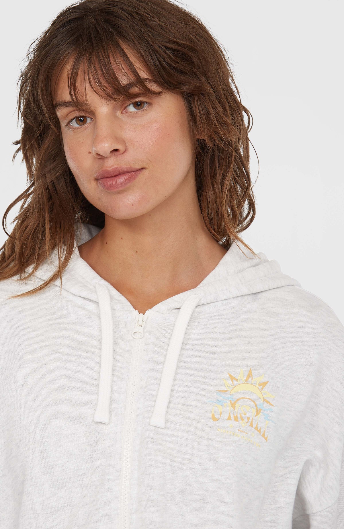 Beach Vintage capuchonvest met volledige rits | White Melange