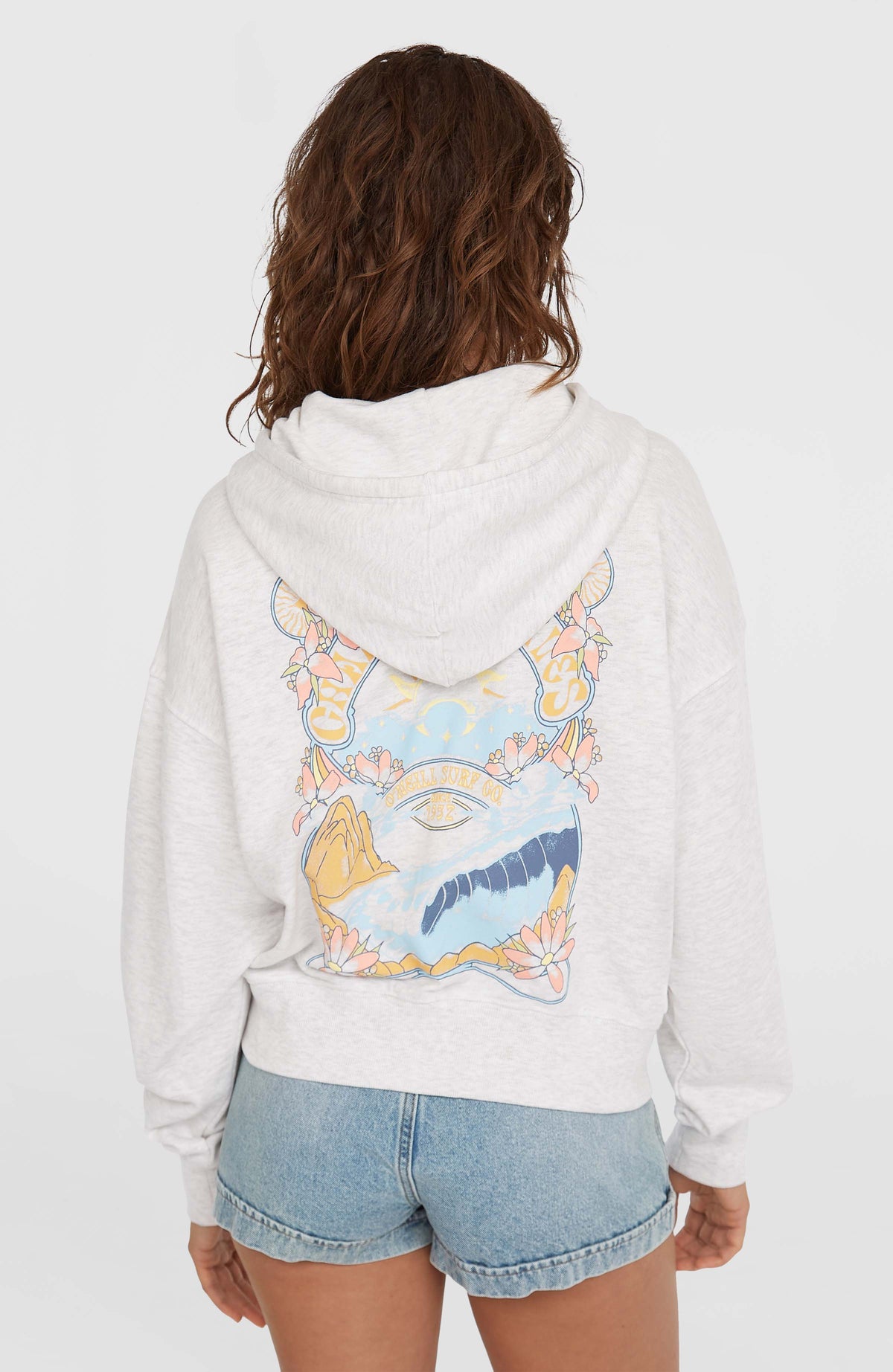 Beach Vintage capuchonvest met volledige rits | White Melange