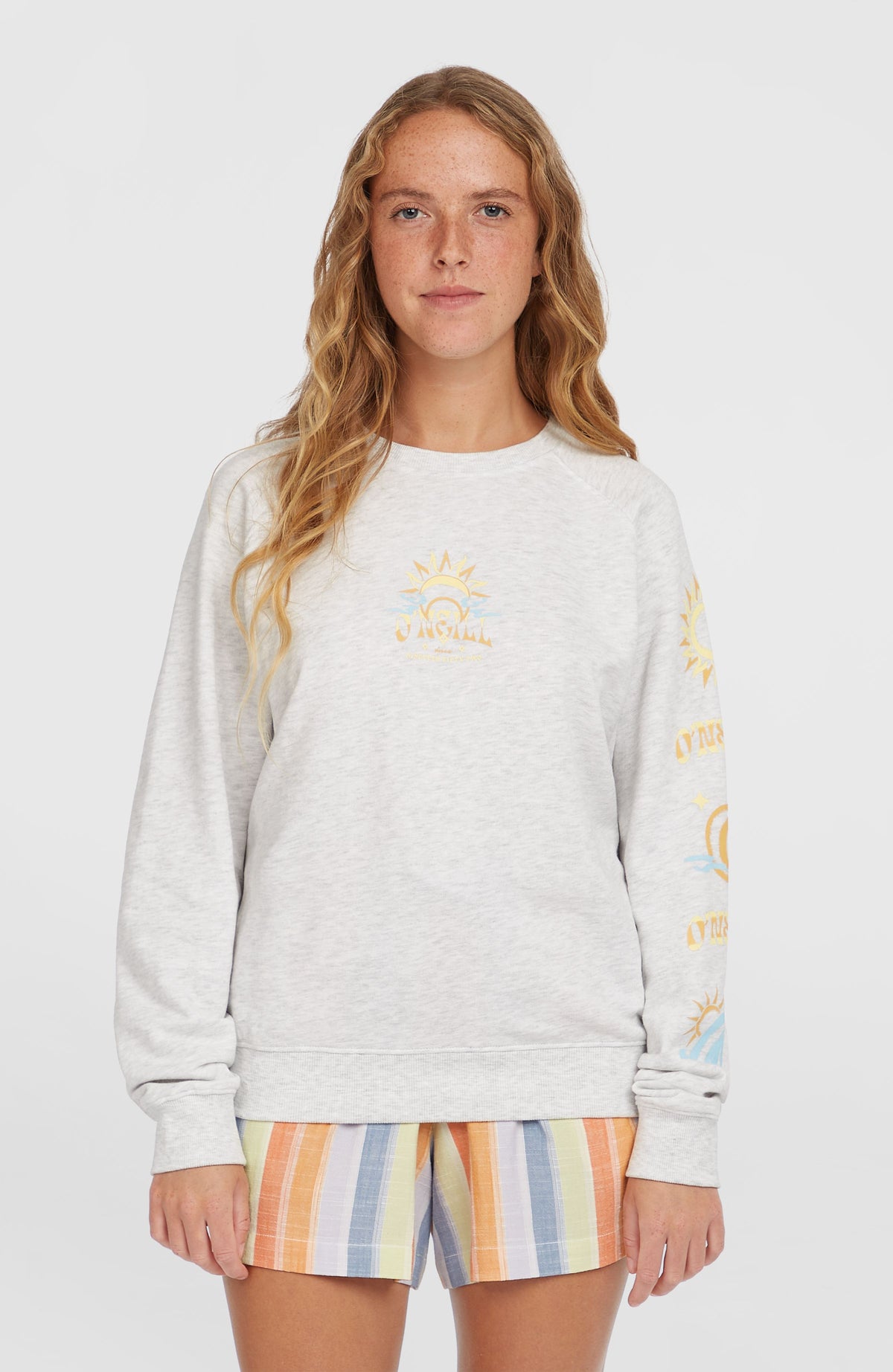 Beach Vintage Crew sweater | White Melange