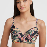 Bikinitop Panama Mould Wire Bra | Black Tropical Flower