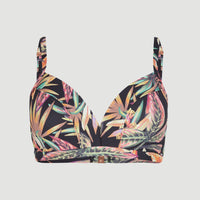 Bikinitop Panama Mould Wire Bra | Black Tropical Flower