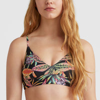 Bikinitop Wave Bralette | Black Tropical Flower