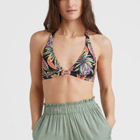 Bikinitop Marga Halter | Black Tropical Flower