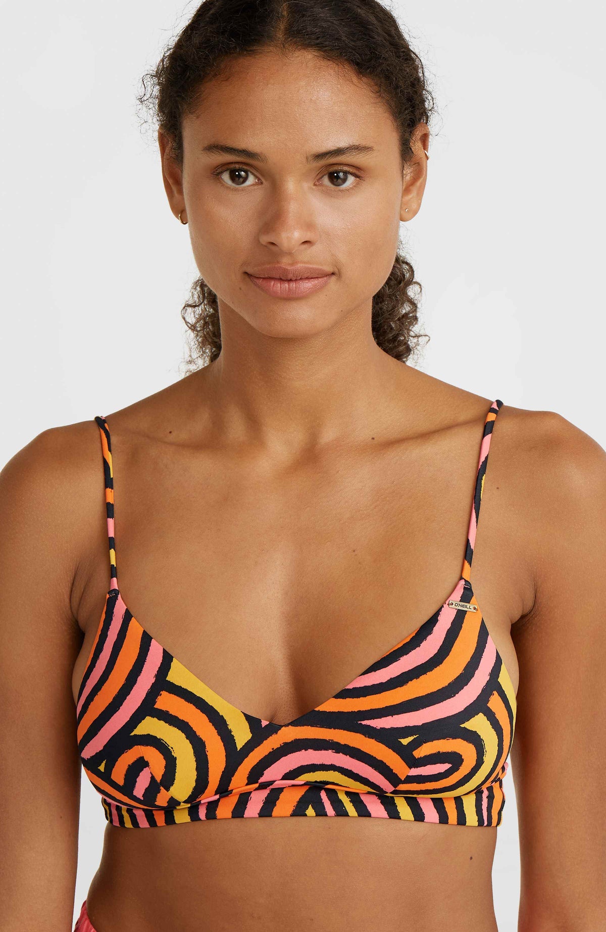 Wave Crop bikinitop | Orange Rainbow Stripe