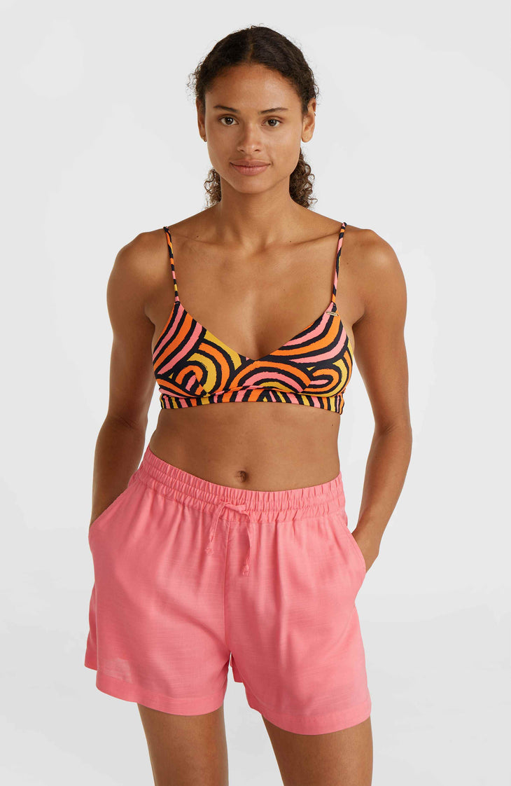 Wave Crop bikinitop | Orange Rainbow Stripe